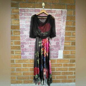 Komarov sheer floral print dress size small